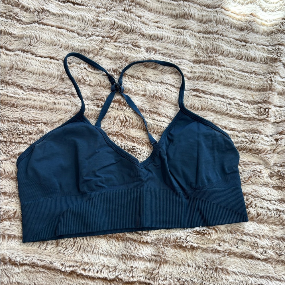 Blue lululemon bra ebb to train cross back
